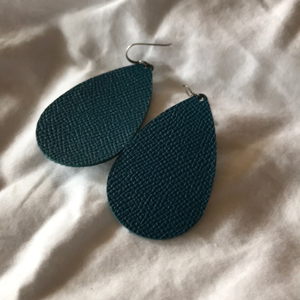 Nickel and Suede Teal Earrings